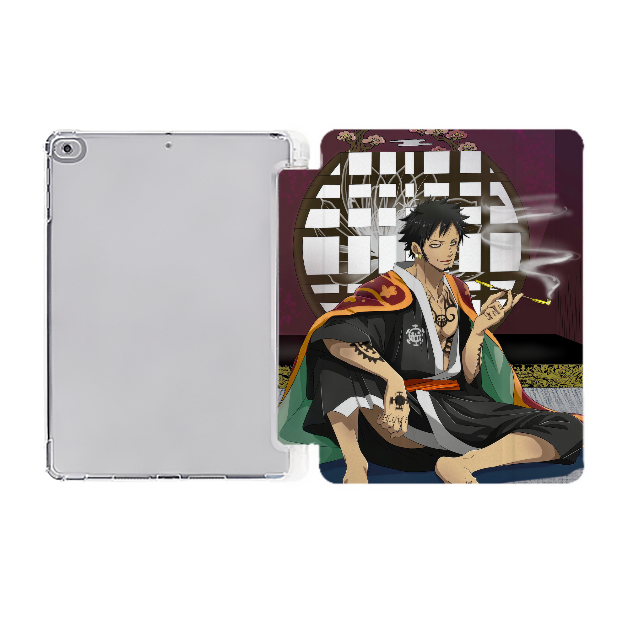 ワンピース ONE PIECE IPad ケース ペン収納付き 三つ折りスタンド PUレザー×シリコン 対応機種9.5/10.5/10.9インチ